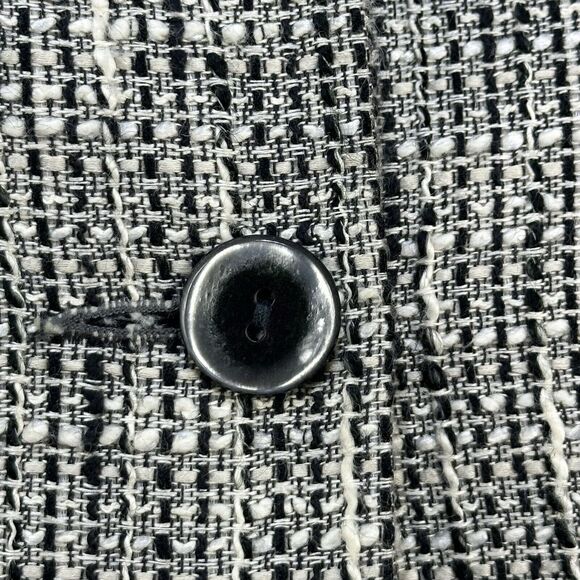 Vintage 90s Blazer Women 10 Black White Tweed Linen Blend Made in USA - Picture 5 of 16